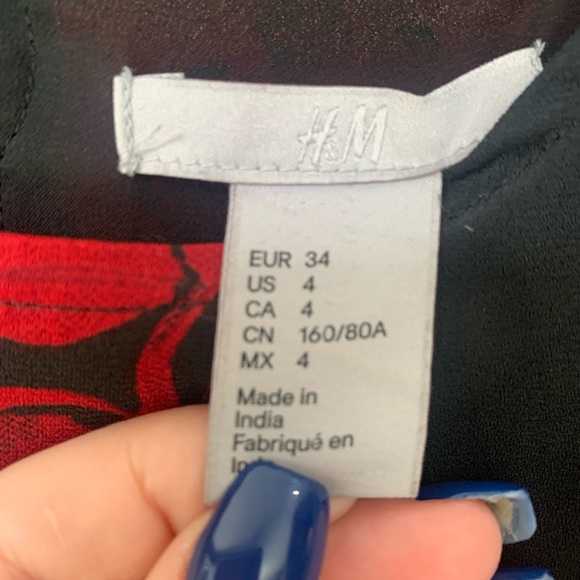 H&M Floral Bell Sleeve Chiffon Soft Dress - Size 4 - Picture 2 of 3